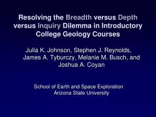 Resolving the Breadth versus Depth versus Inquiry Dilemma in Introductory College Geology Courses