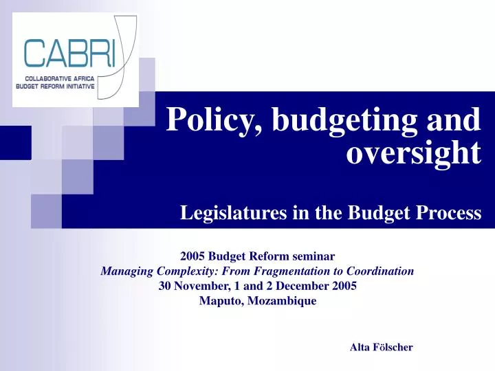 policy budgeting and oversight legislatures in the budget process