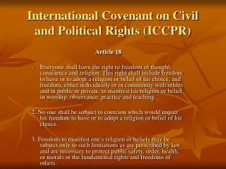 International Covenant on Civil and Political Rights (ICCPR)