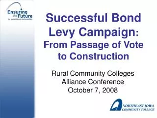 Successful Bond Levy Campaign : From Passage of Vote to Construction