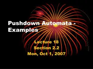 Pushdown Automata - Examples
