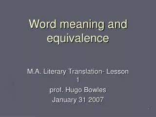 Word meaning and equivalence