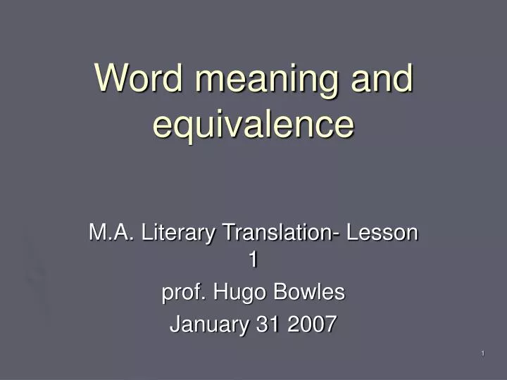 word meaning and equivalence