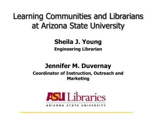 Learning Communities and Librarians at Arizona State University