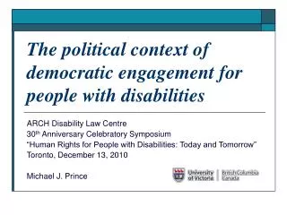 The political context of democratic engagement for people with disabilities