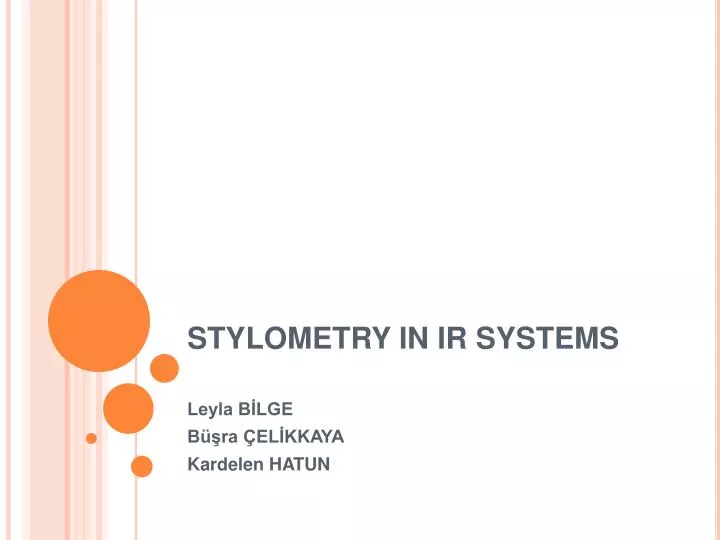 stylometry i n i r systems