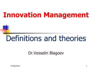 Innovation Management Definitions and theories