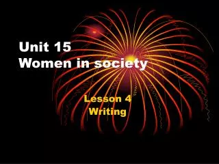 Unit 15 Women in society