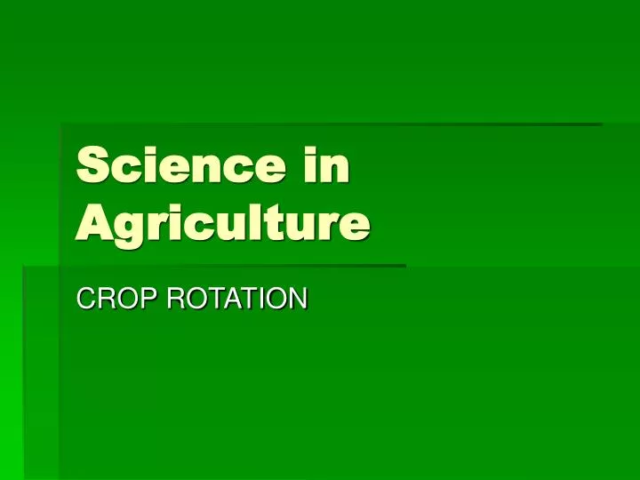 science in agriculture
