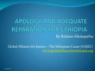 APOLOGY AND ADEQUATE REPARATION FOR ETHIOPIA