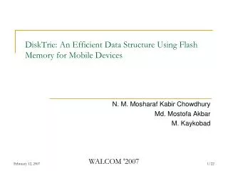 DiskTrie: An Efficient Data Structure Using Flash Memory for Mobile Devices