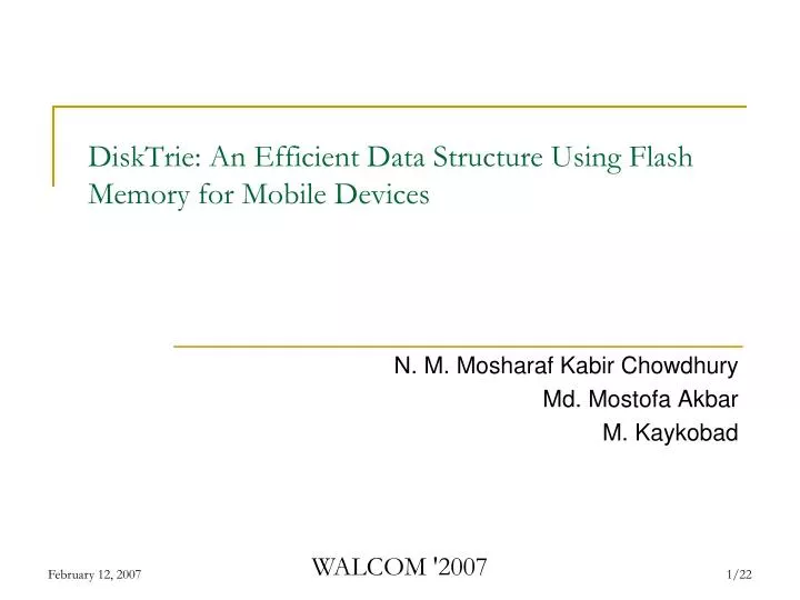 disktrie an efficient data structure using flash memory for mobile devices