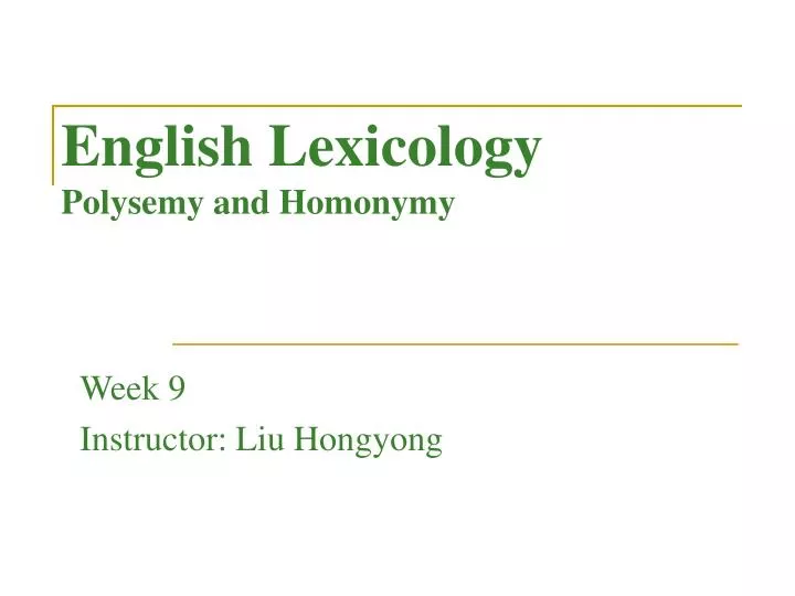 english lexicology polysemy and homonymy