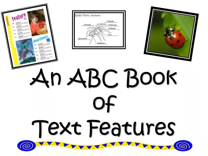 an abc book of text features