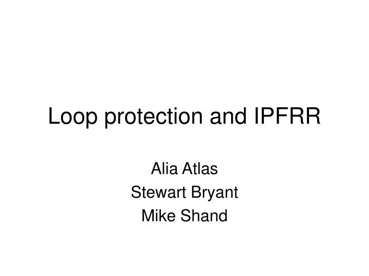 loop protection and ipfrr