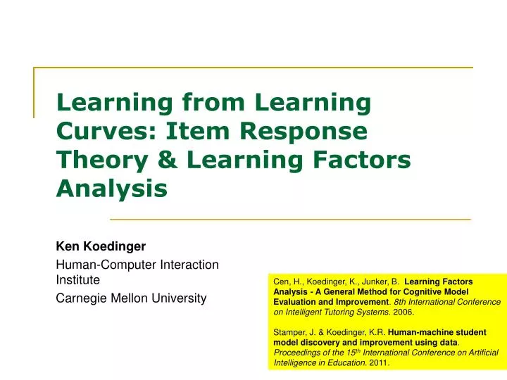 learning from learning curves item response theory learning factors analysis