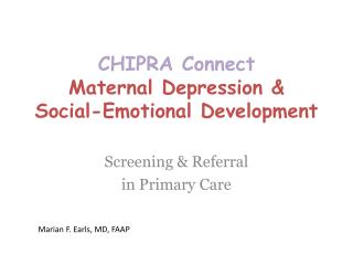 CHIPRA Connect Maternal Depression &amp; Social-Emotional Development