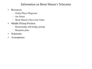 Information on Brent Mason’s Telecaster