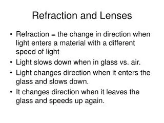 Refraction and Lenses