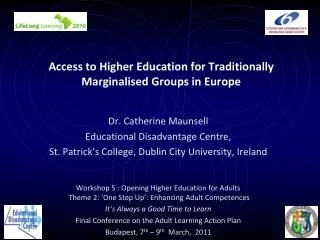 Access to Higher Education for Traditionally Marginalised Groups in Europe