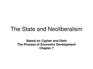 The State and Neoliberalism