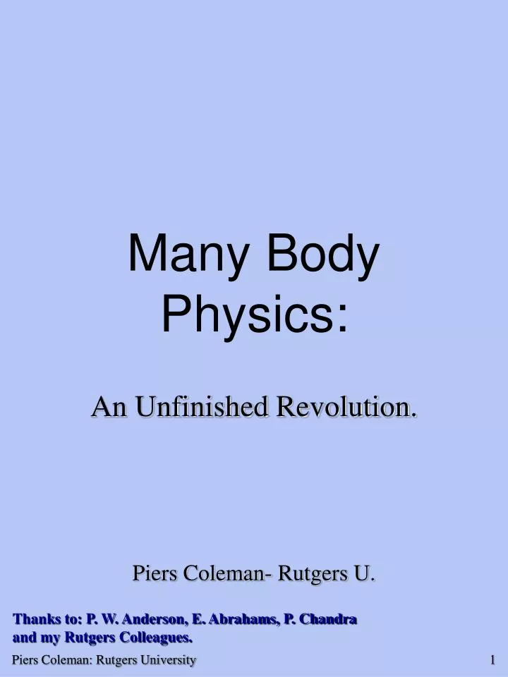 many body physics