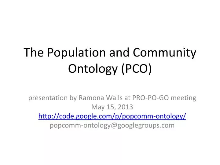 the population and community ontology pco