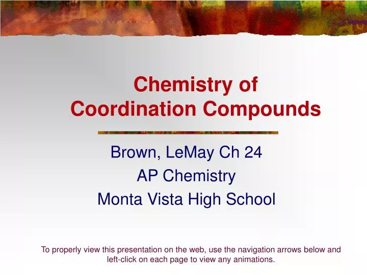 chemistry of coordination compounds