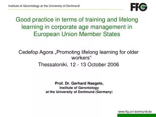 Good practice in terms of training and lifelong learning in corporate age management in European Union Member States