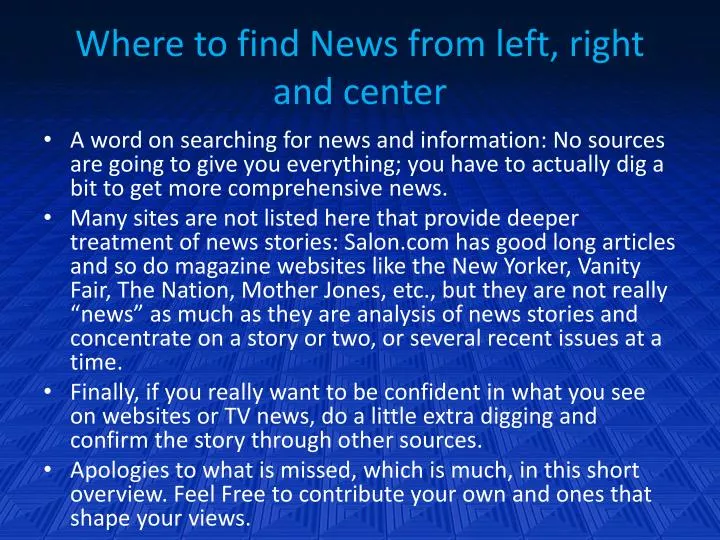 where to find news from left right and center