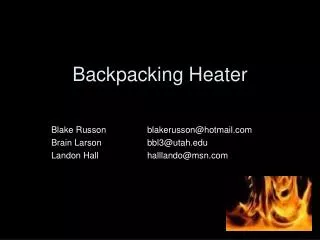 Backpacking Heater