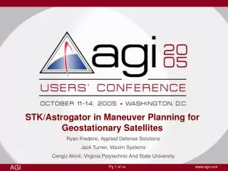 STK/Astrogator in Maneuver Planning for Geostationary Satellites