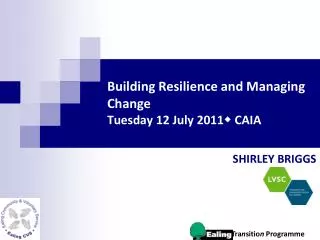 Building Resilience and Managing Change Tuesday 12 July 2011  CAIA