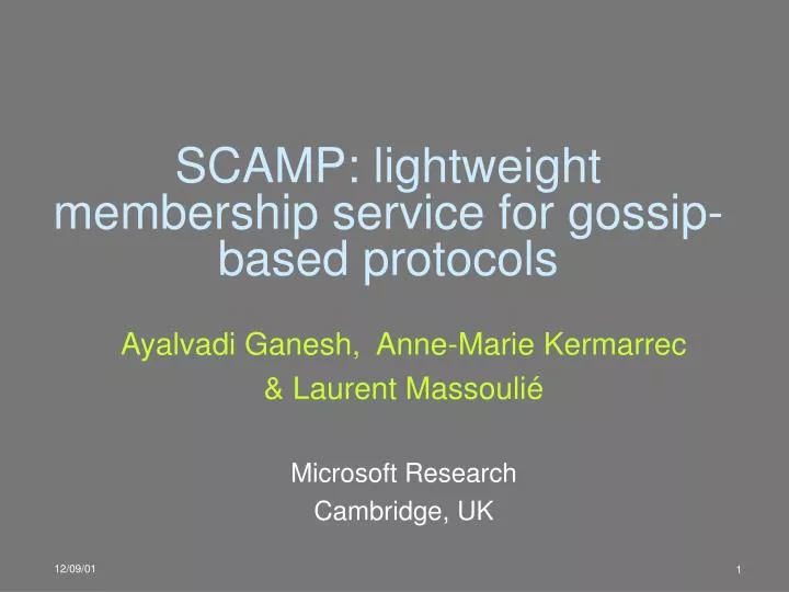scamp lightweight membership service for gossip based protocols