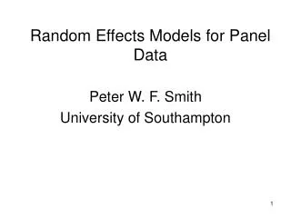 Random Effects Models for Panel Data