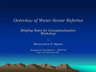 Overview of Water Sector Reforms