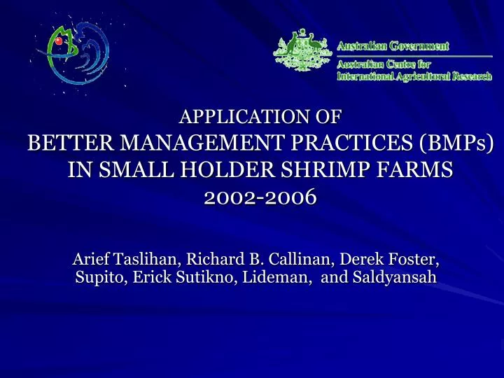 application of better management practices bmps in small holder shrimp farms 2002 2006