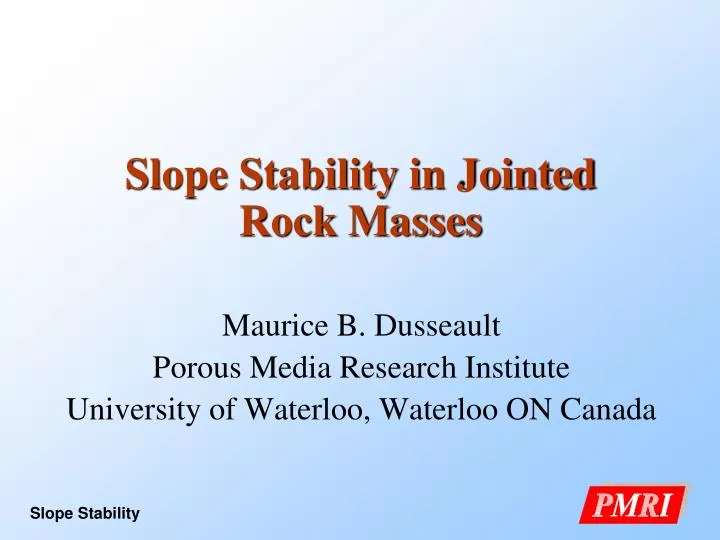 slope stability in jointed rock masses