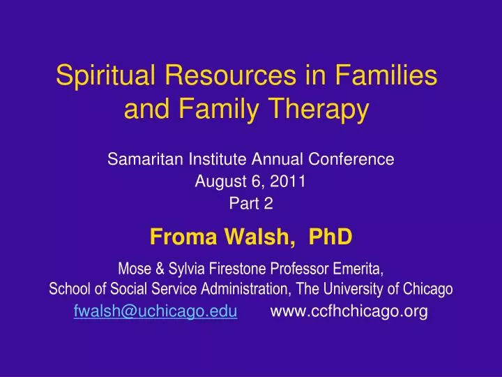 spiritual resources in families and family therapy