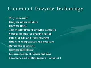Content of Enzyme Technology