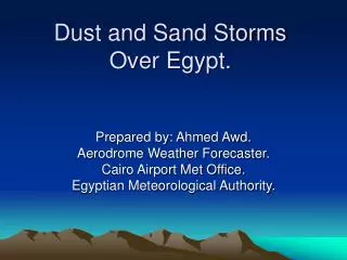 Dust and Sand Storms Over Egypt.