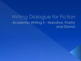 Writing Dialogue for Fiction