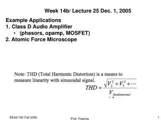 Week 14b/ Lecture 25 Dec. 1, 2005