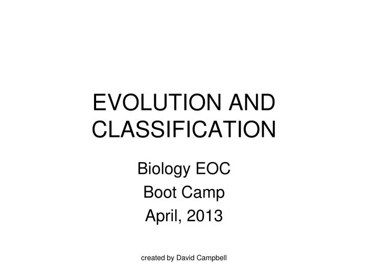 evolution and classification