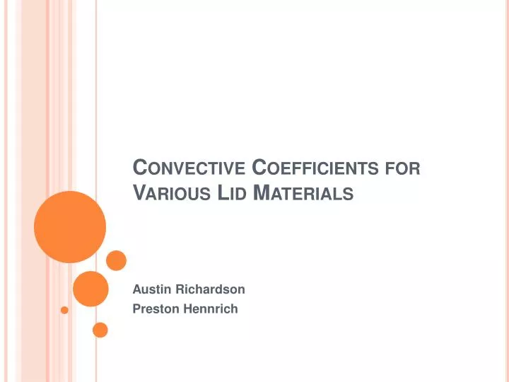 convective coefficients for various lid materials