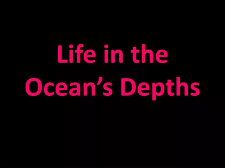 life in the ocean s depths