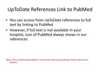 UpToDate References Link to PubMed