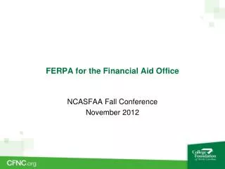 FERPA for the Financial Aid Office