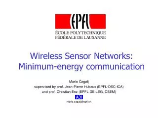 Wireless Sensor Networks: Minimum-energy communication