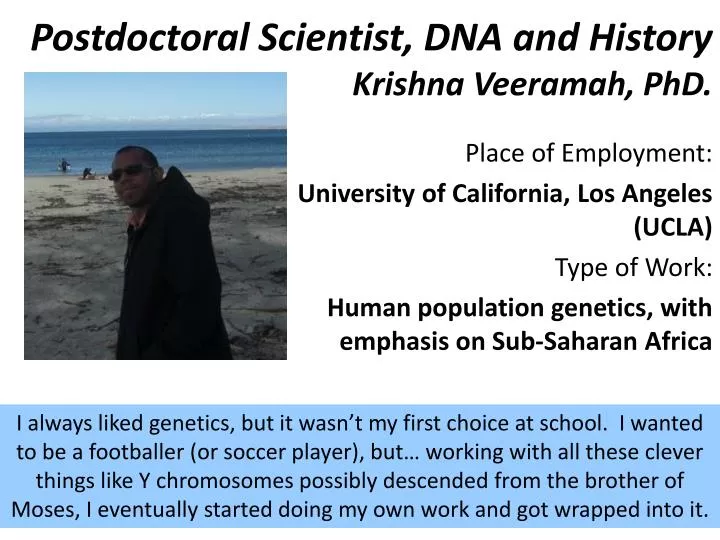 postdoctoral scientist dna and history krishna veeramah phd